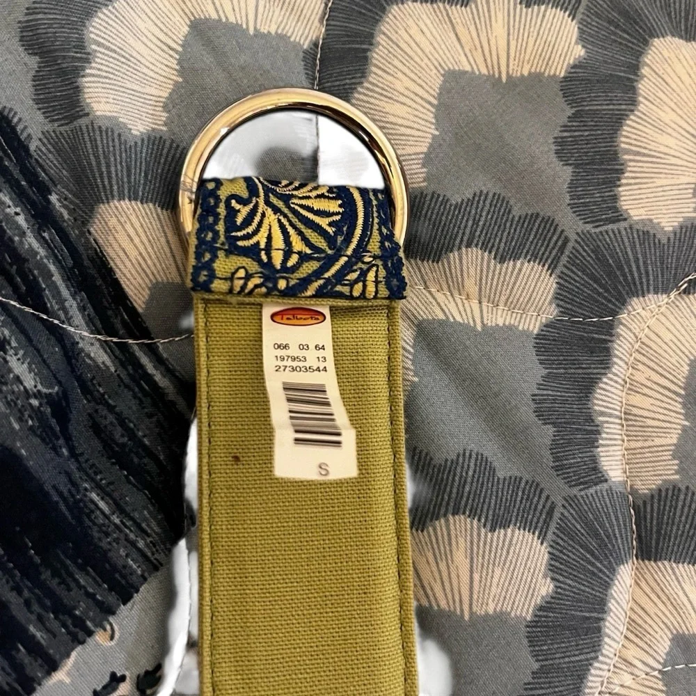 Talbots Vintage New Old Stock Blue Green Woven Tapestry Ribbon Ring Belt Small